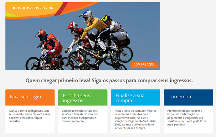 Ingressos são vendidos no site oficial do Comitê Rio 2016 (Foto: Reprodução) Ingressos são vendidos no site oficial do Comitê Rio 2016 (Foto: Reprodução)