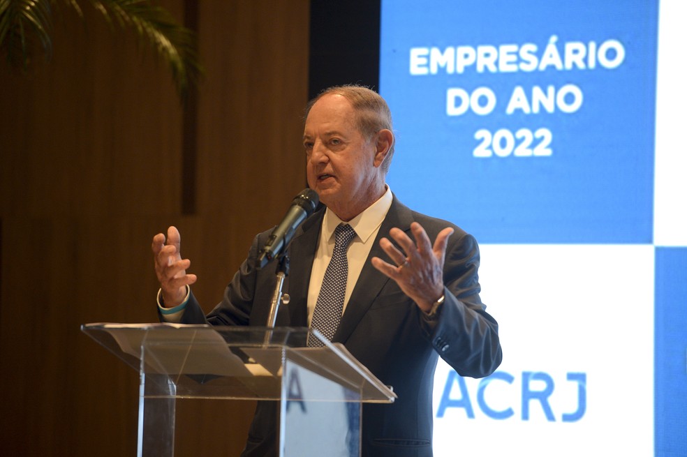 José Isaac Peres, empresário e sócio-fundador da Multiplan, durante homenagem pela Associação Comercial do Rio de Janeiro como Empresário do Ano, em abril de 2022 — Foto: Tomaz Silva/Agência Brasil