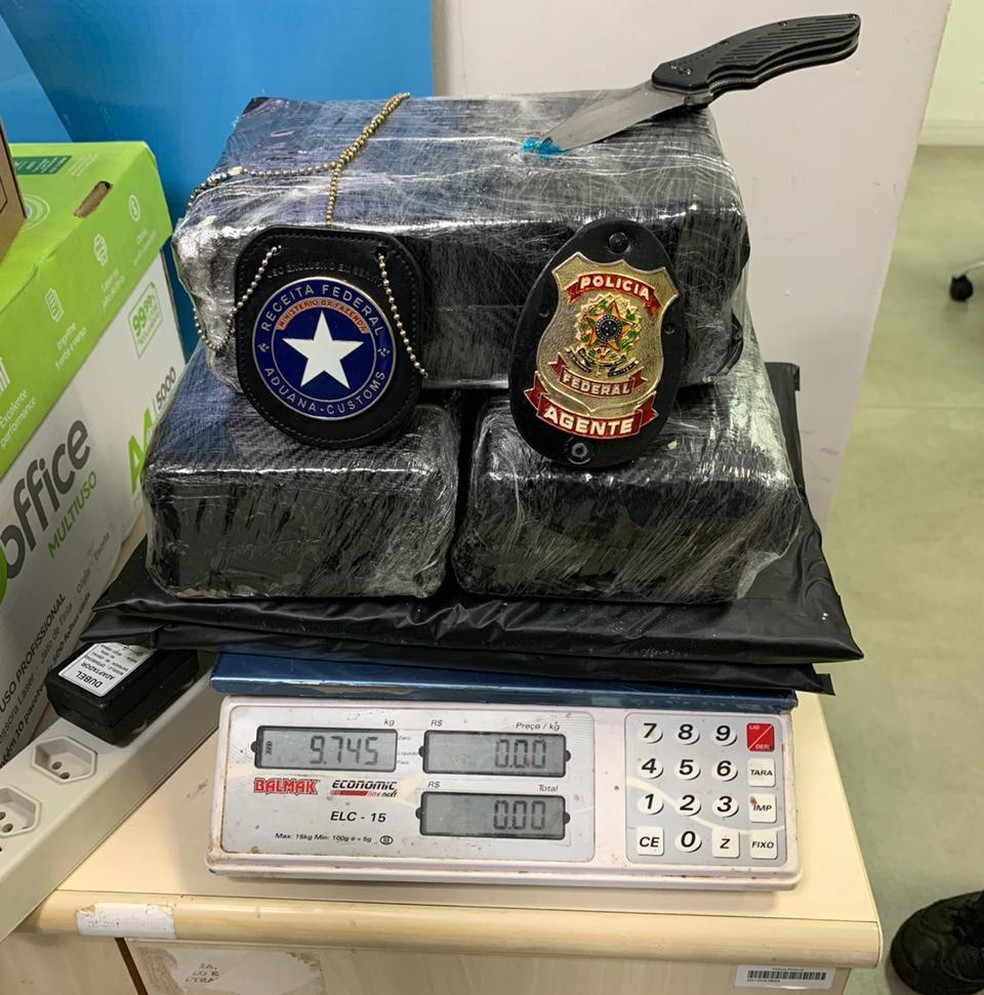Quase 10 quilos de cocaína foram apreendidos no Aeroporto de Brasília — Foto: Polícia Federal/ Divulgação