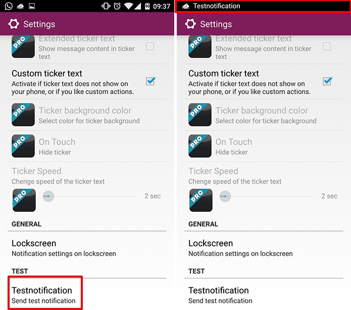 Fa?a um teste para ver se o HeadsOff modificou as notifica??es do Android com sucesso (Foto: Reprodu??o/Elson de Souza)