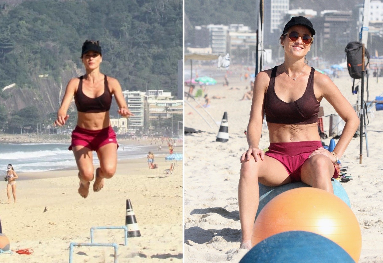 Luiza Valdetaro durante rotina de treinos na Praia do Leblon (Foto: Daniel Delmiro/AgNews)