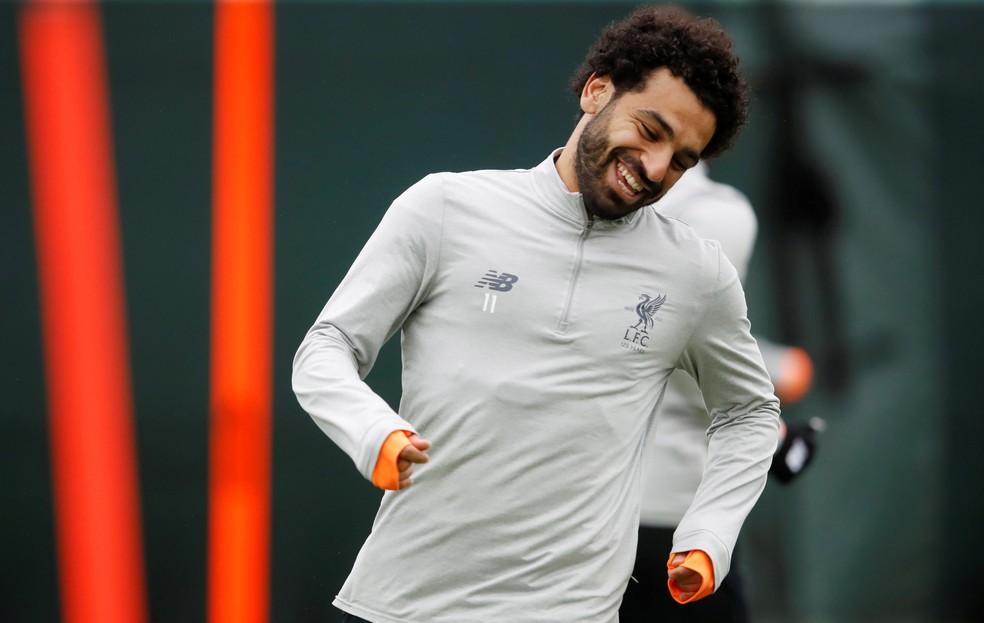Rindo à toa: Salah vive grande fase no Liverpool (Foto: Reuters)