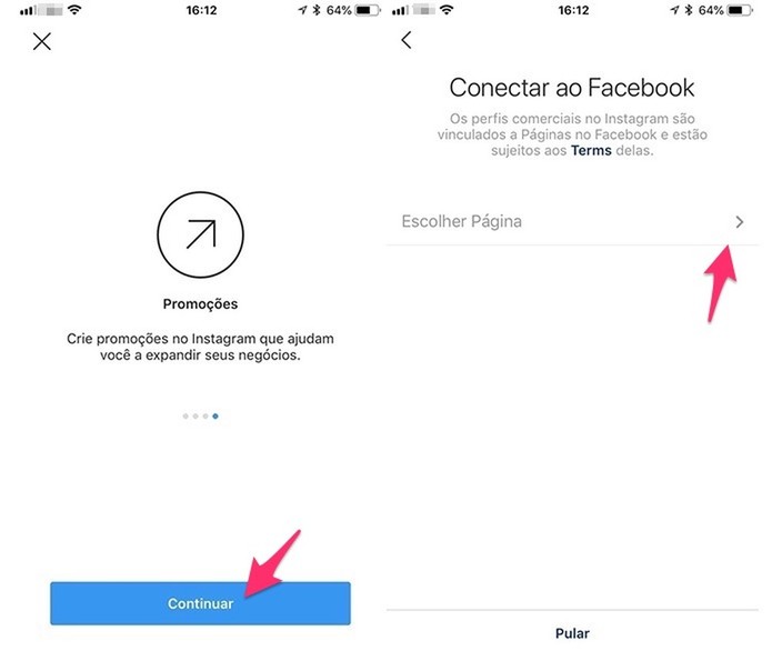 Ação para visualizar páginas do Facebook integradas a um perfil do Instagram (Foto: Reprodução/Marvin Costa) Ação para visualizar páginas do Facebook integradas a um perfil do Instagram (Foto: Reprodução/Marvin Costa)