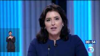 Simone Tebet (MDB) no debate da TV Globo — Foto: Reprodução 