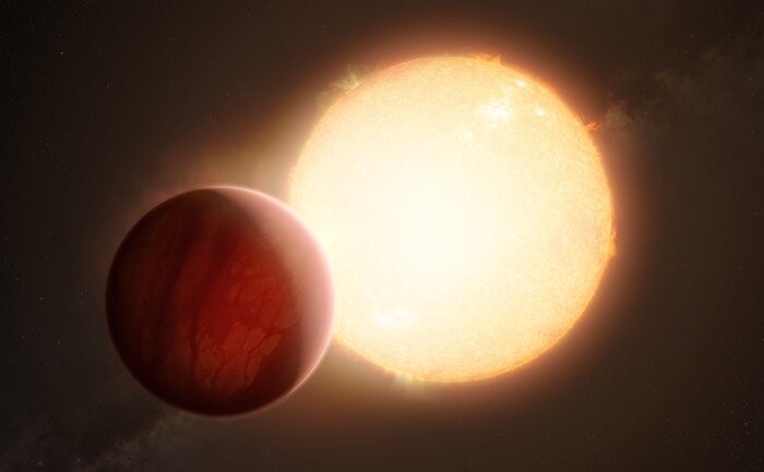 Impressão artística mostra exoplaneta ultra-quente prestes a transitar na frente de sua estrela hospedeira (Foto: ESO/M. Kornmesser)