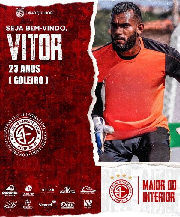 Vitor Piauí, goleiro do 4 de Julho — Foto: Divulgação/4 de Julho