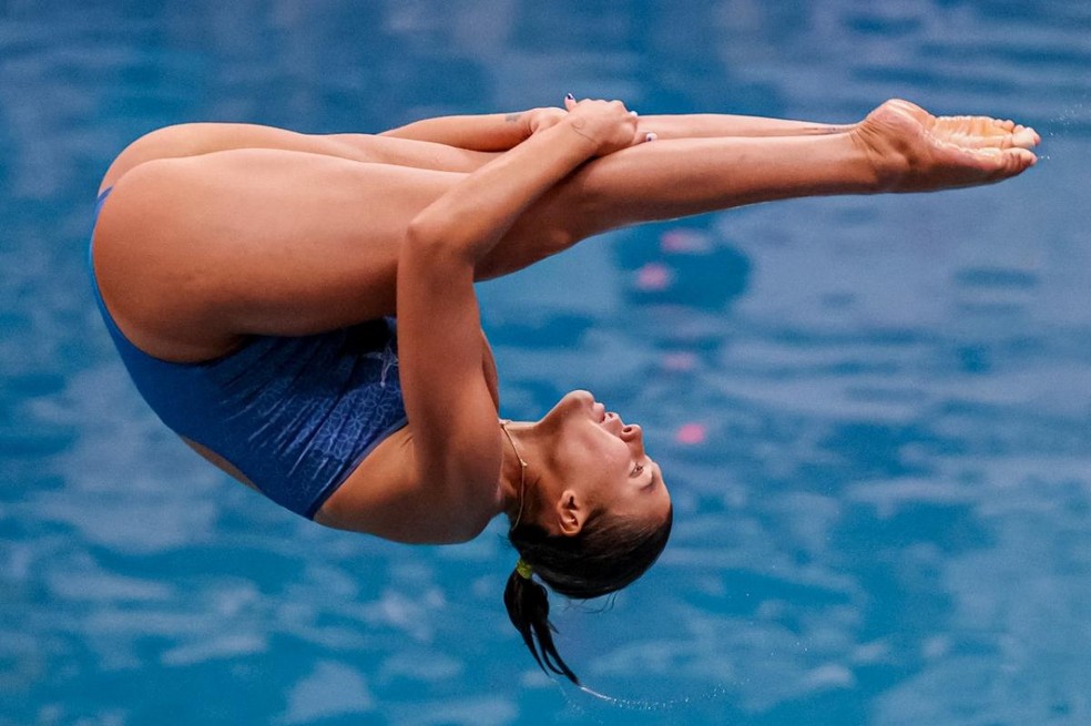 Anna Lucia ficou com o ouro nos saltos ornamentais nos Jogos Sul-Americanos em Assunção — Foto: Miriam Jeske/COB