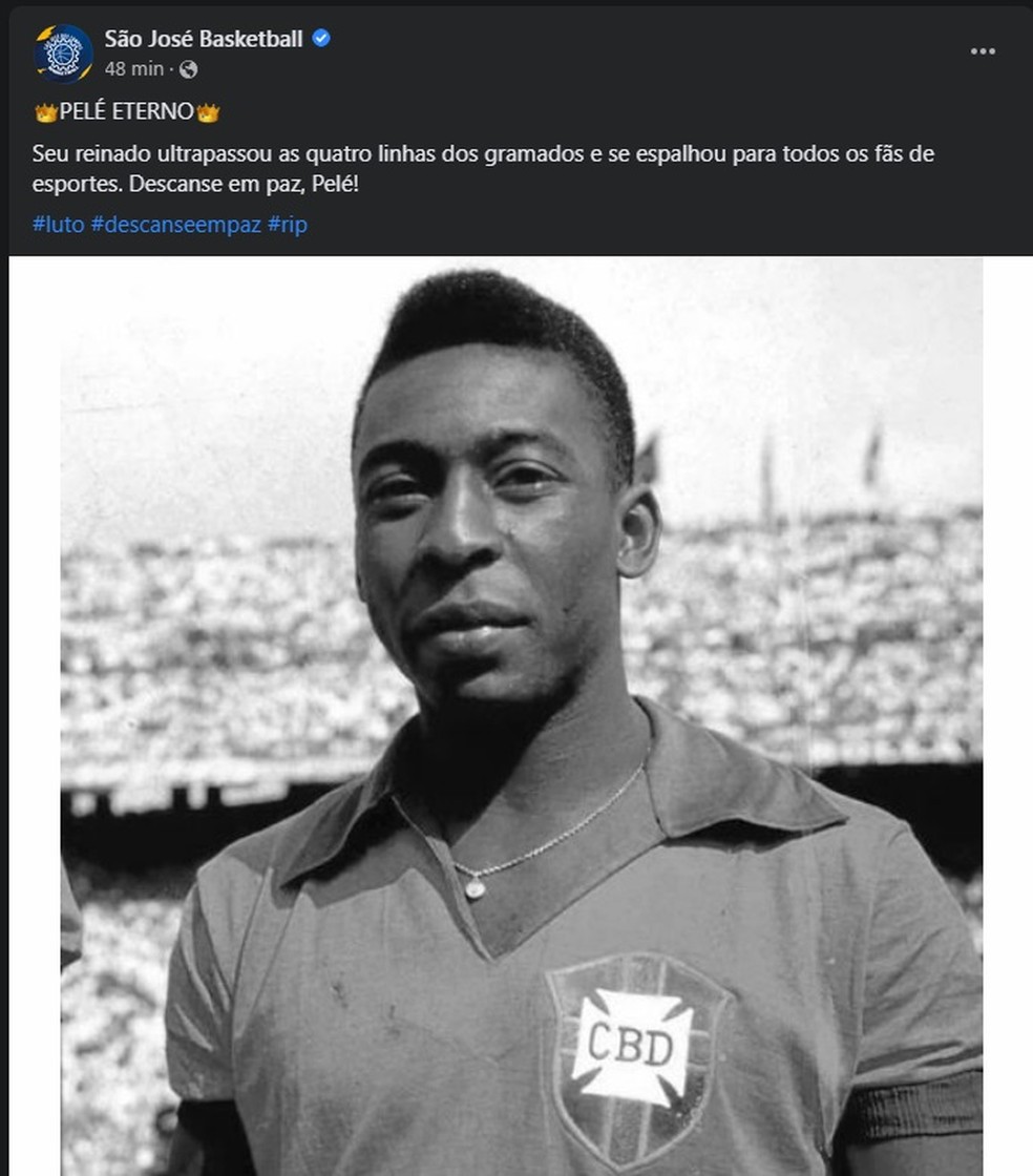 Homenagem do São José Basketball para Pelé — Foto: Reprodução/Facebook