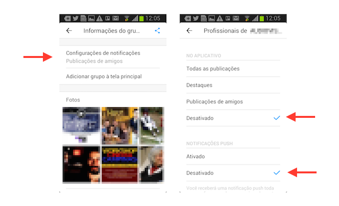 Desativando as notificações de grupo no Facebook Groups para Android (Foto: Reprodução/Marvin Costa)