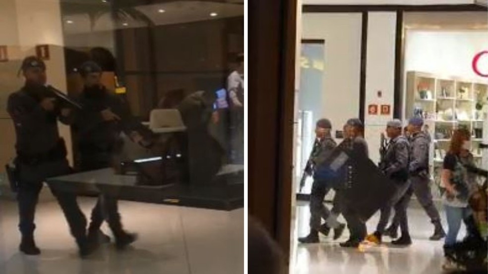 Vídeo mostra momento em que policiais fazem varredura no Shopping Iguatemi em Sorocaba  — Foto: Arquivo Pessoal