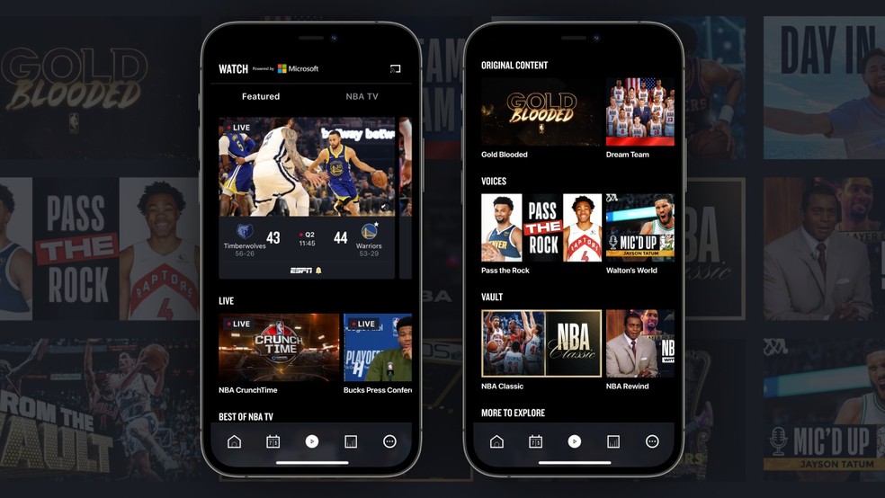 App da NBA terá aba com jogos ao vivo e acervo de principais partidas — Foto: Divulgação/NBA