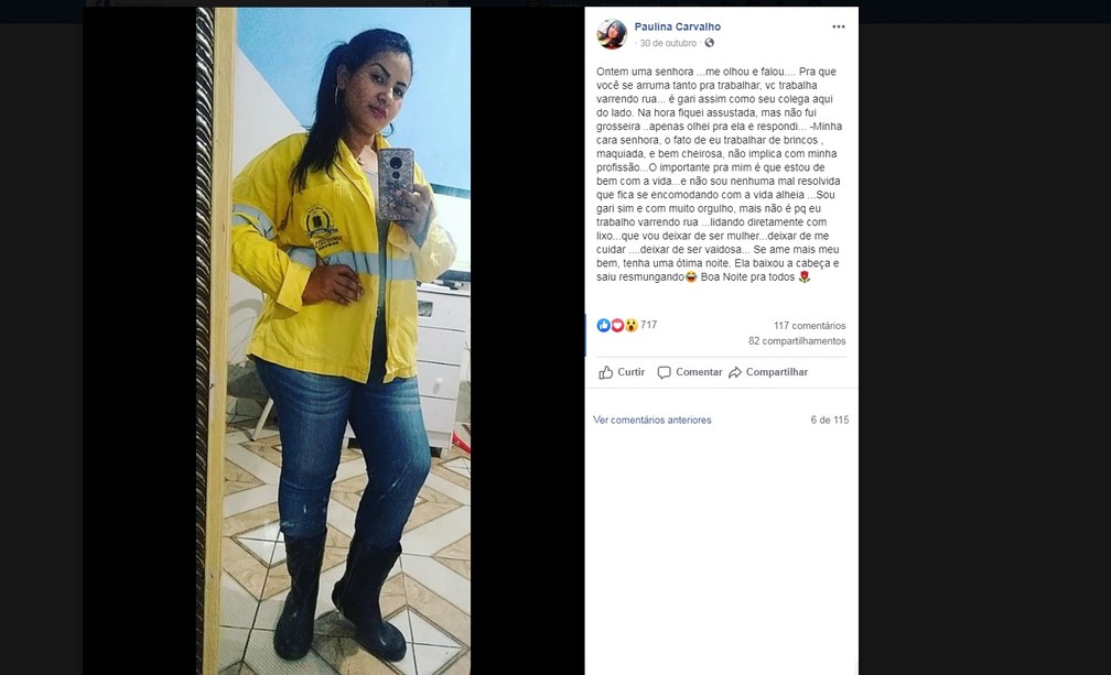 Paulina fez post relatando preconceito sofrido e ganhou fama na web — Foto: Facebook/Reprodução