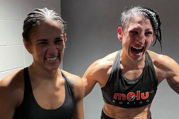 As boxeadoras Amanda Serrano e Miriam Gutiérrez se enfrentaram neste sábado (18/12/2021) (Foto: Reprodução / Instagram)