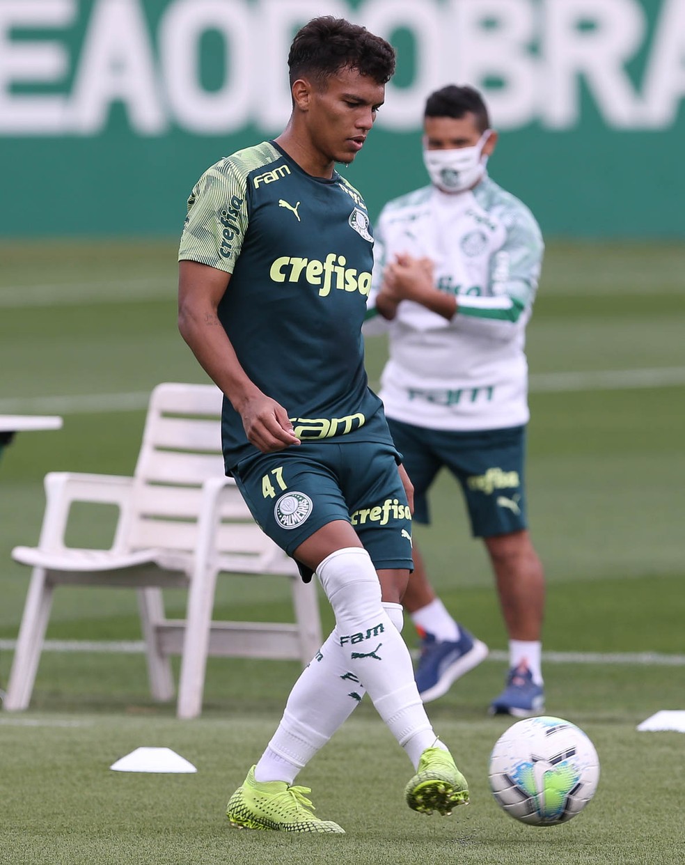 Gabriel Veron, do Palmeiras, na Academia — Foto: Cesar Greco / Ag. Palmeiras
