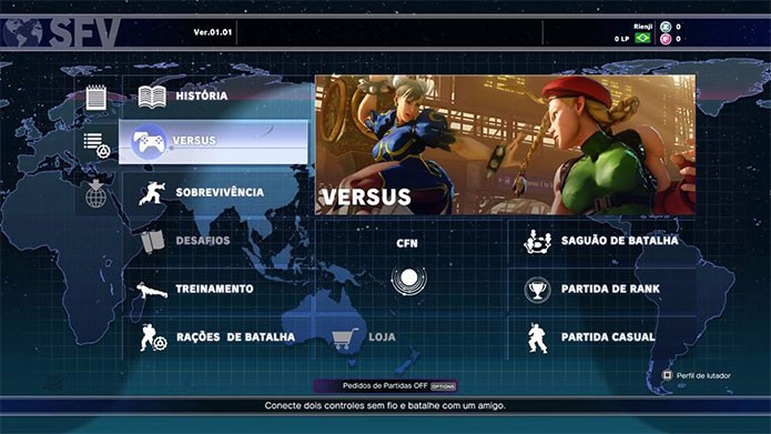 Modo versus de Street Fighter 5 é focado em batalhas de jogadores (Foto: Reprodução/Felipe Vinha)