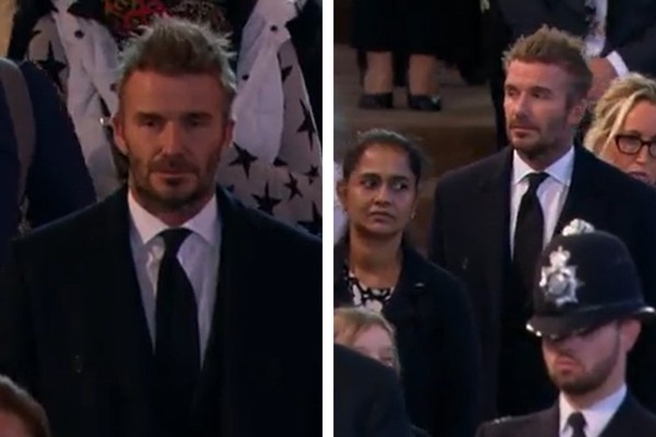 David Beckham na fila para ver a rainha Elizabeth II (Foto: Reprodução/Twitter)