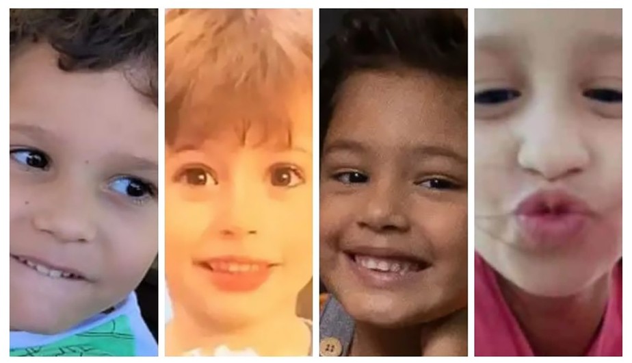 Bernardo Cunha Machado, de 5 anos, Bernardo Pabest da Cunha, de 4 anos, Enzo Marchesin Barbosa, de 4 anos e Larissa Maia Toldo, de 7 anos, crianças assassinadas na creche de Blumenau