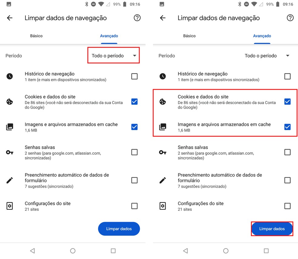 Limpar cache: Chrome permite fazer limpeza de forma fácil no celular Android — Foto: Reprodução/Rodrigo Fernandes