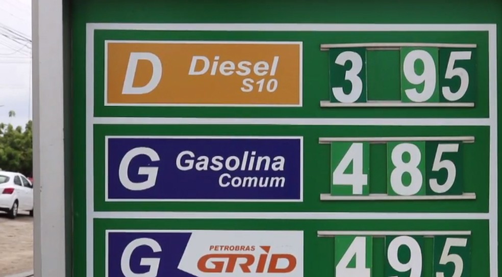 Postos chegam a vender gasolina em ParnaÃ­ba custante atÃ© R$ 4,85. â€” Foto: ReproduÃ§Ã£o/TV Clube
