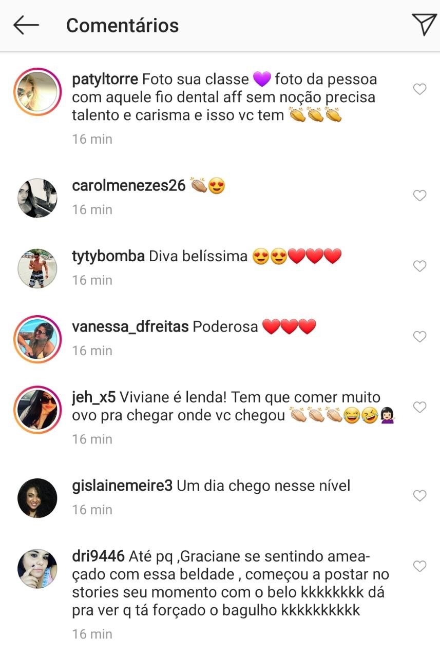 Comentários no post de Viviane Araujo (Foto: Reprodução/Instagram)