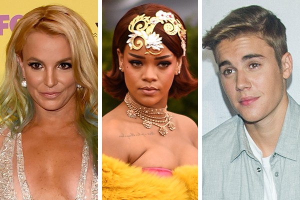 Britney Spears, Rihanna e Justin Bieber (Foto: Getty Images)