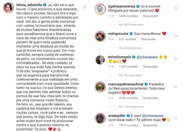 Famosos comentam vídeo de Juliana Paes (Foto: Reprodução/Instagram)