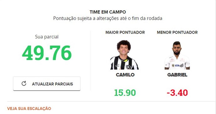 Camilo, Botafogo, Cartola (Foto: Reprodução / Cartola FC)