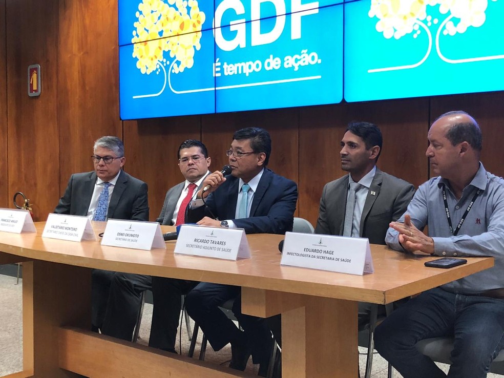 Coletiva de imprensa sobre paciente que testou positivo para coronavírus no DF — Foto: Milena Castro/G1