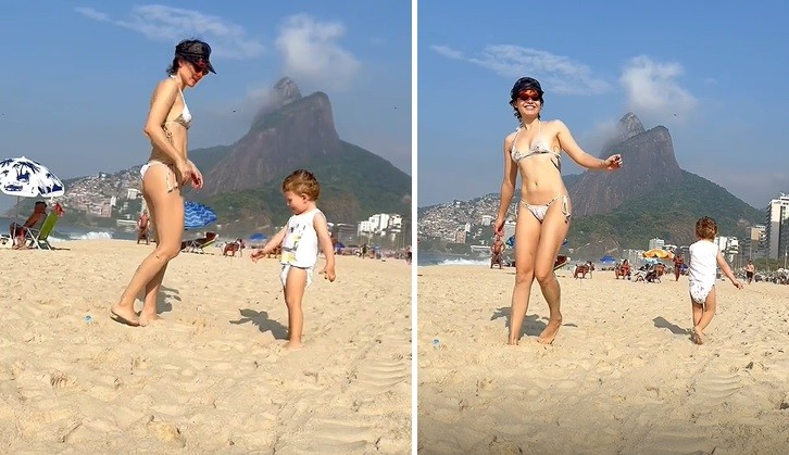 Letícia Colin curte dia com filho, Uri, em praia (Foto: Reprodução/Instagram)
