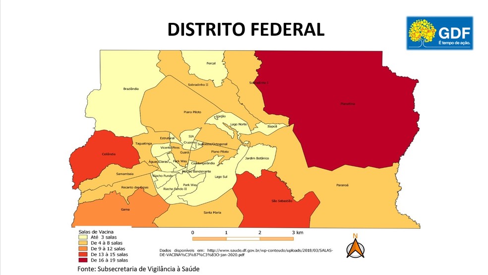 Distribuição de salas de vacina contra a Covid-19 no DF — Foto: Secretaria de Saúde/Reprodução