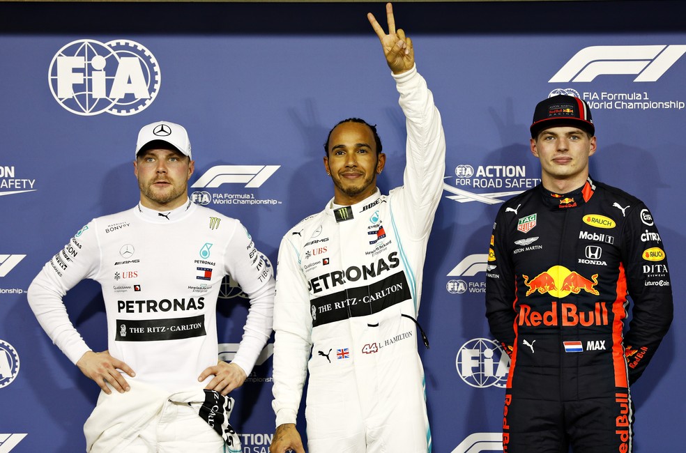 Bottas, Hamilton e Verstappen, os três mais rápidos em Abu Dhabi — Foto: Getty Images