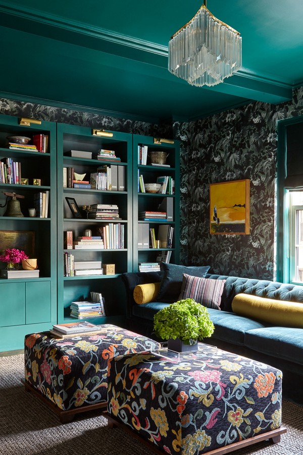 Apt one gravel Décor do dia: biblioteca maximalista com teto verde e papel de parede  estampado - Casa Vogue | Décor do dia