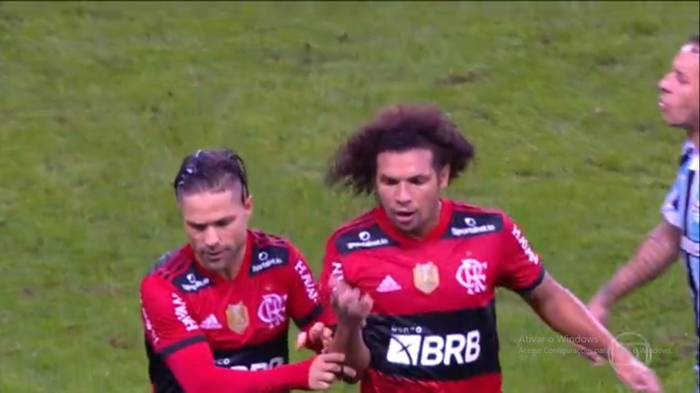 Diego chega para separar os dois jogadores &mdash; Foto: Reprodu&ccedil;&atilde;o TV Globo