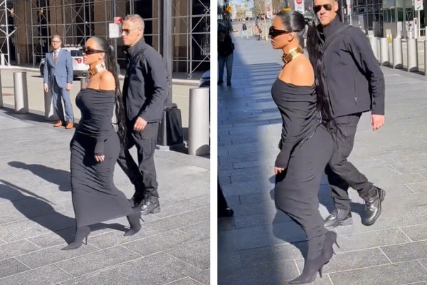 Kim Kardashian surge com (mais um) vestido diferentão (Foto: Reprodução/TikTok)