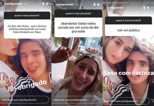 Sasha Meneghel e João Figueiredo respondem a perguntas de fãs (Foto: Reprodução/Instagram)
