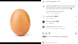 A photo of an egg is the most liked on Instagram, and although it looks like a simple post, it's actually a mental health action — Photo: Reproduction/Instagram