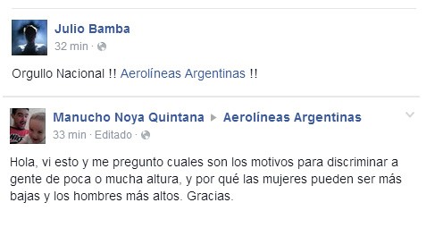 Comentários de clientes na página da Aerolíneas Argentinas (Foto: Reprodução/Facebook)