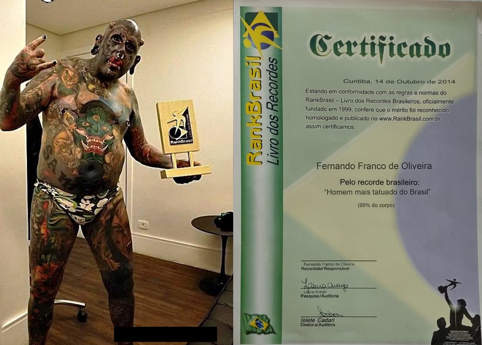 Fernando, de Tatu&iacute; (SP), ganhou t&iacute;tulo de homem mais tatuado do Brasil &mdash; Foto: Fernando Franco/Arquivo pessoal