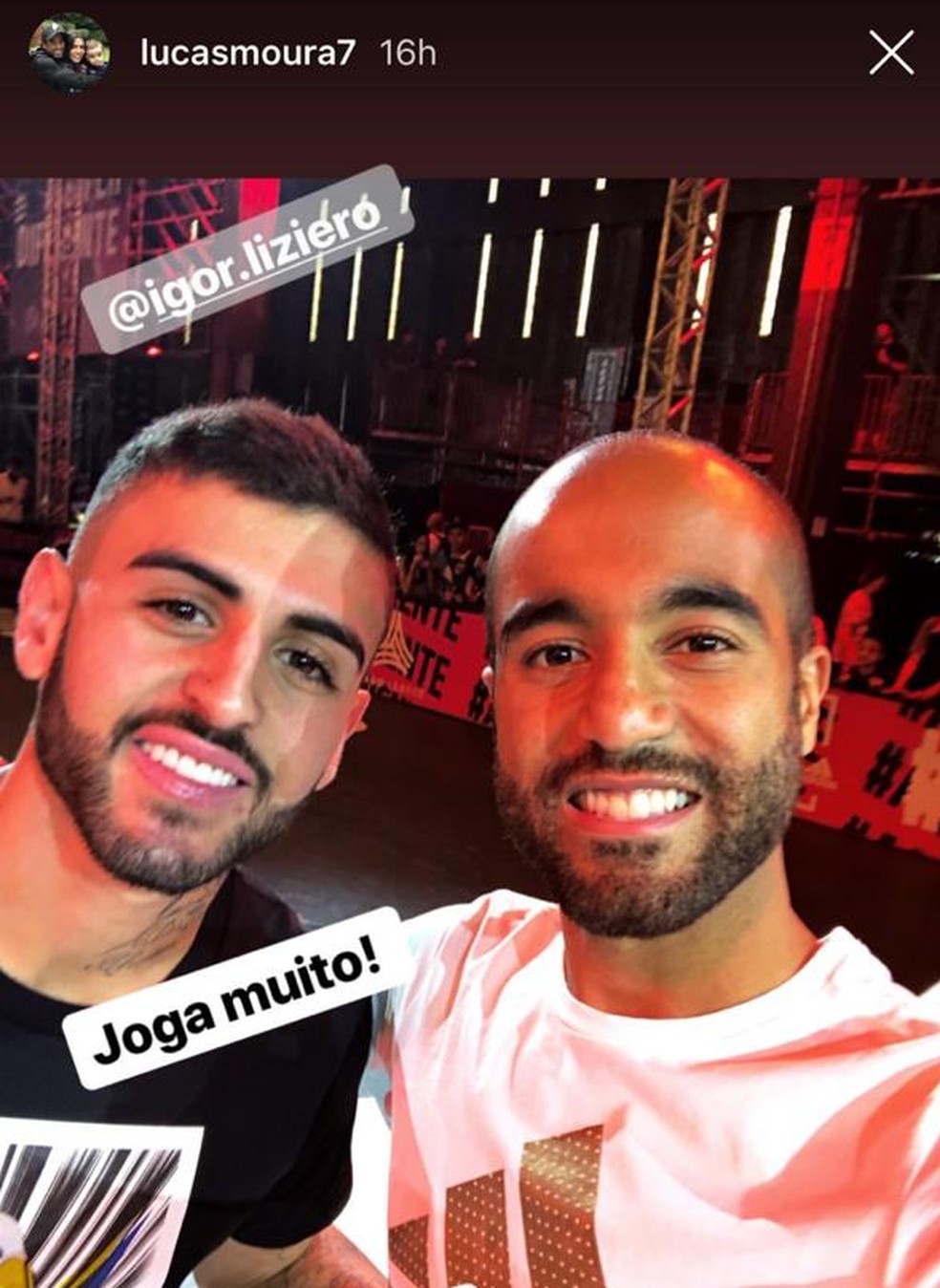 Lucas Moura e Liziero se encontram em evento — Foto: Reprodução / instagram