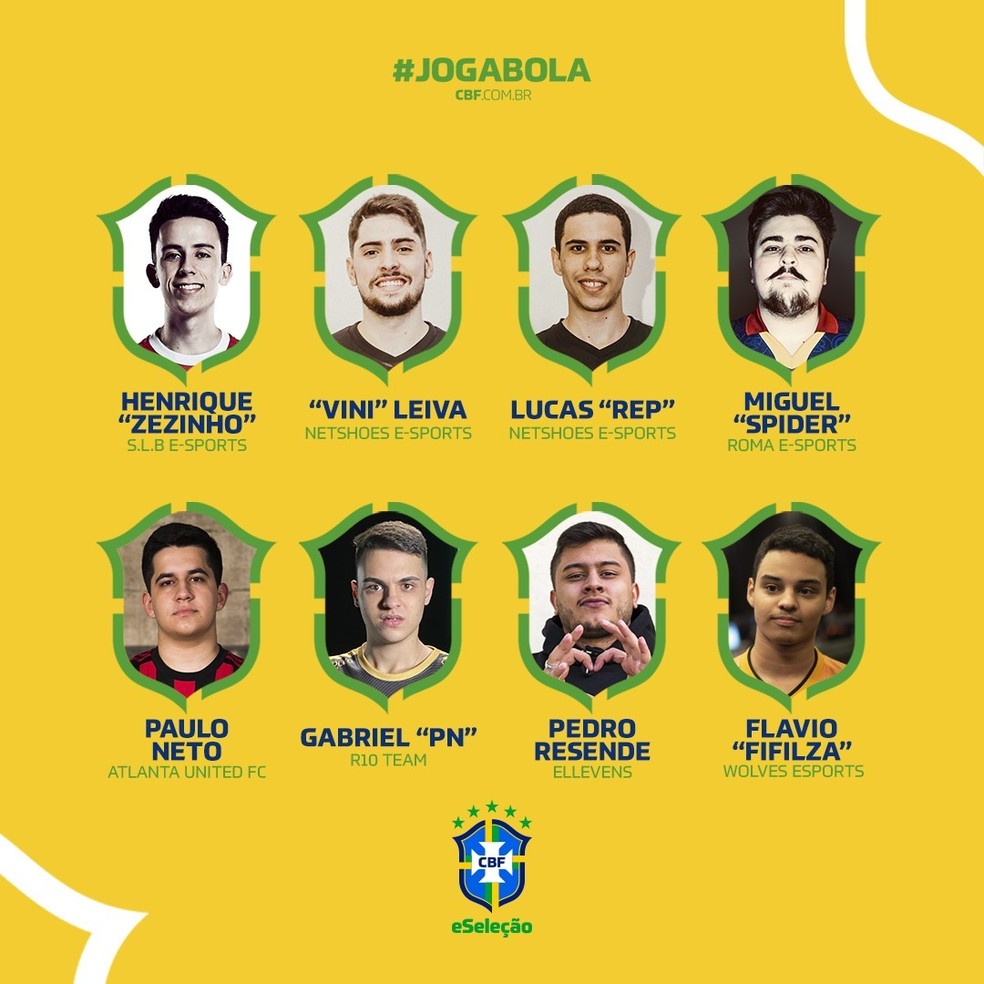 Confira os oito convocados para a CBF eSeleção — Foto: Divulgação