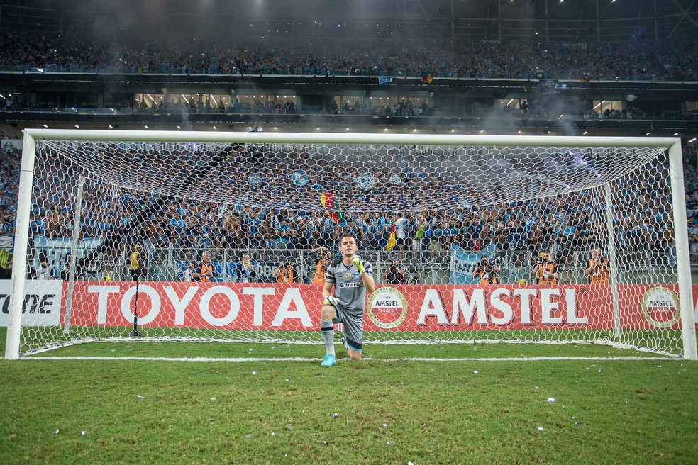 Marcelo Grohe contra o Independiente  (Foto: Lucas Uebel / Grêmio, DVG)