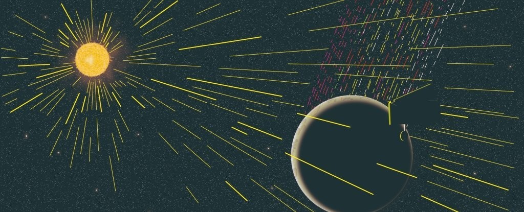 Carbono volátil põem em xeque teoria de formação da Lua. Acima: ilustração representa íons de carbono emitidos da Lua (Foto: S. Yokota/Jaxa)