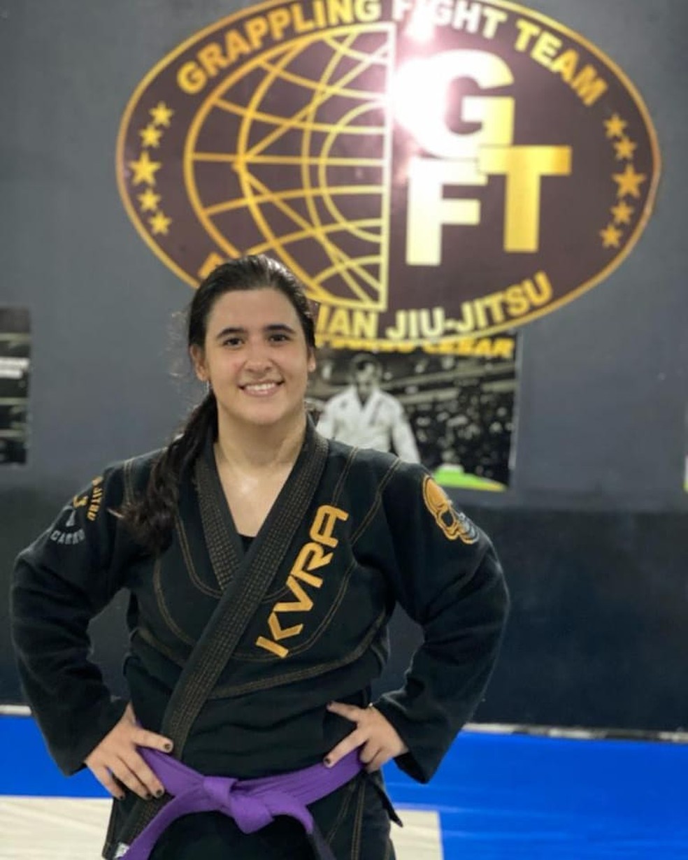 Jéssica Guerreiro na academia de Jiu-jitsu — Foto: Divulgação 