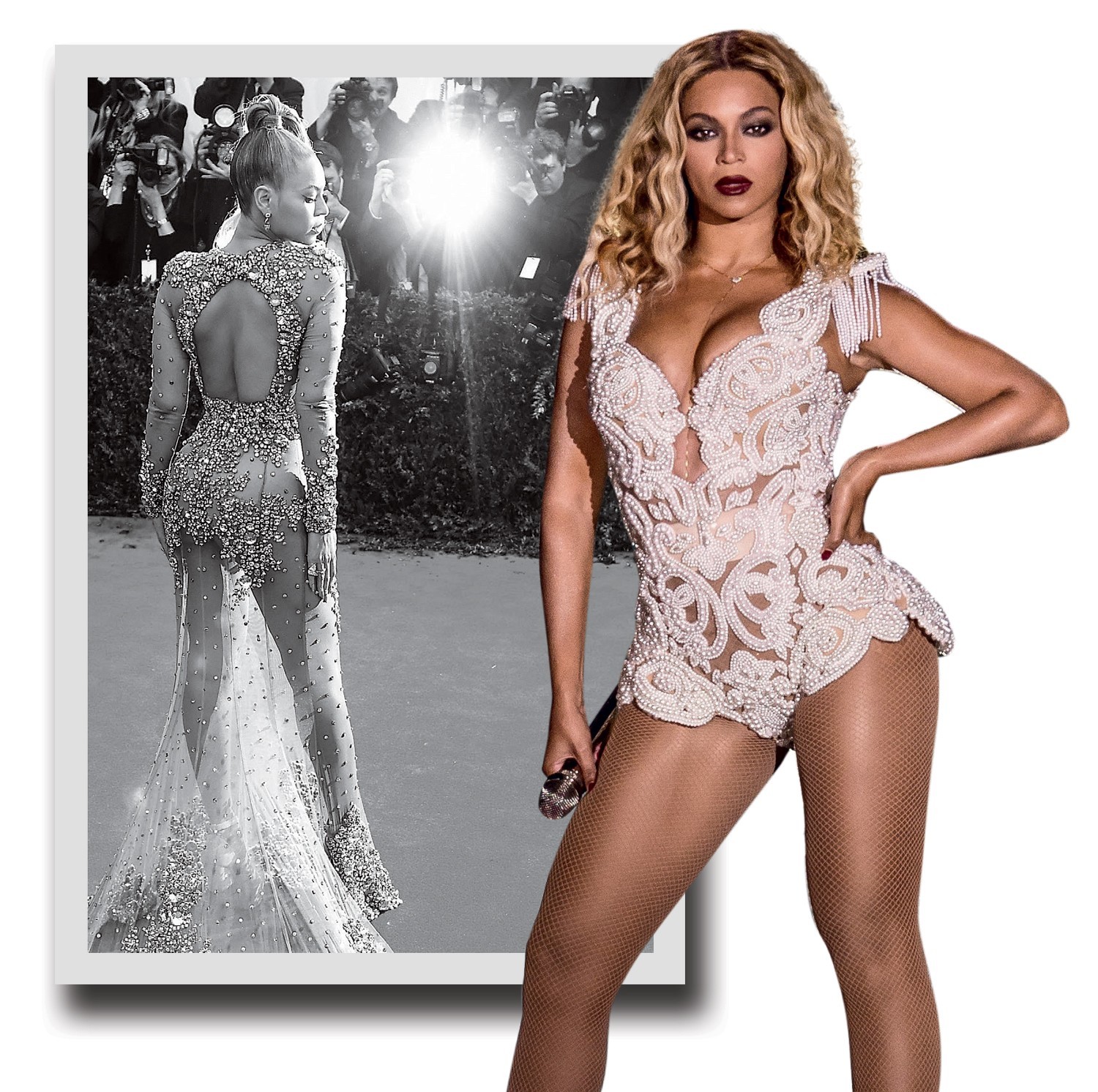 Beyoncé: a cantora de Givenchy no baile do Met deste ano e em ação no Rock in Rio, em 2013 (Foto: Divulgação)