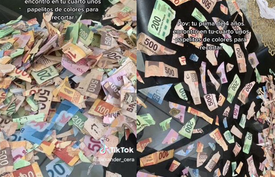 Criança de 4 anos confunde dinheiro com papel colorido e faz 'arte'