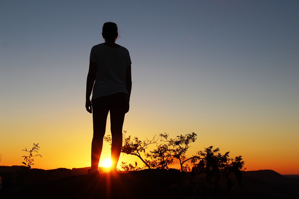 Pôr do Sol na Serra das Pedras.  — Foto: Marcio Kubo