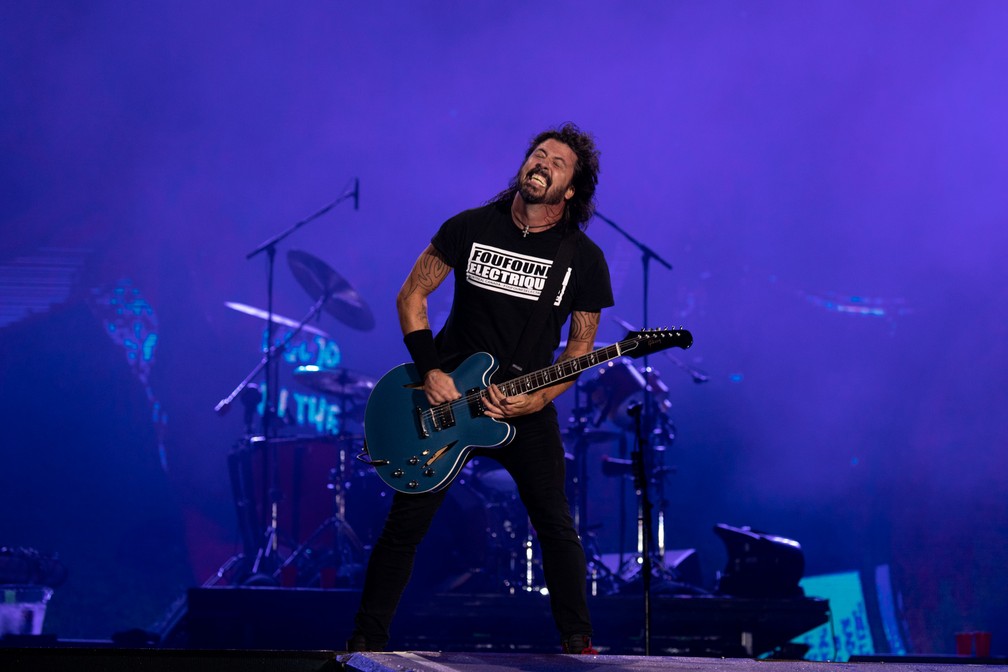 Dave Grohl, vocalista do Foo Fighters, no Rock in Rio 2019 — Foto: Marcelo Brandt/G1