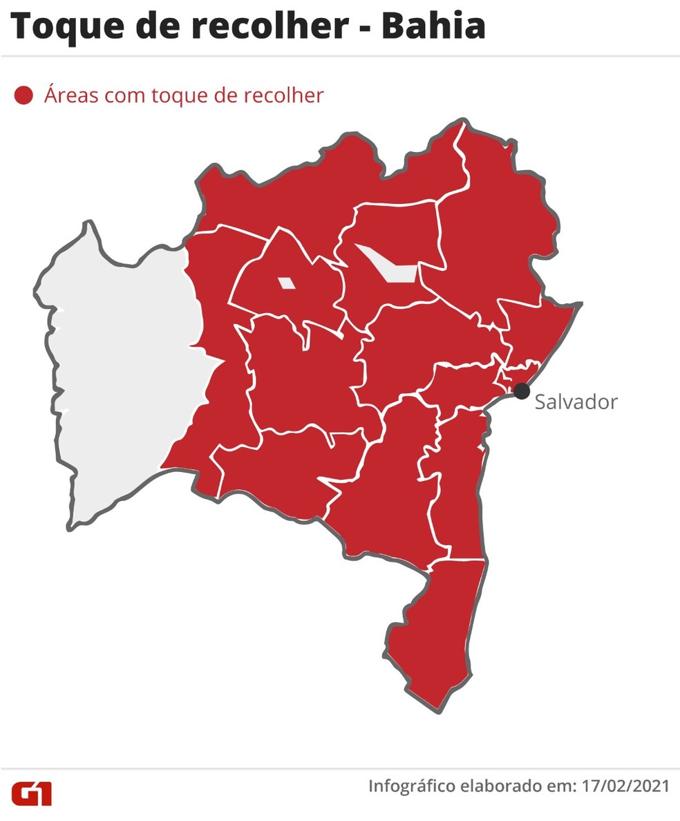 Veja em quais municípios da Bahia o decreto do toque de recolher será válido — Foto: Arte G1