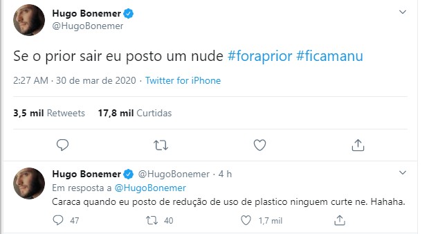 Hugo Bonemer (Foto: Reprodução/Twitter)