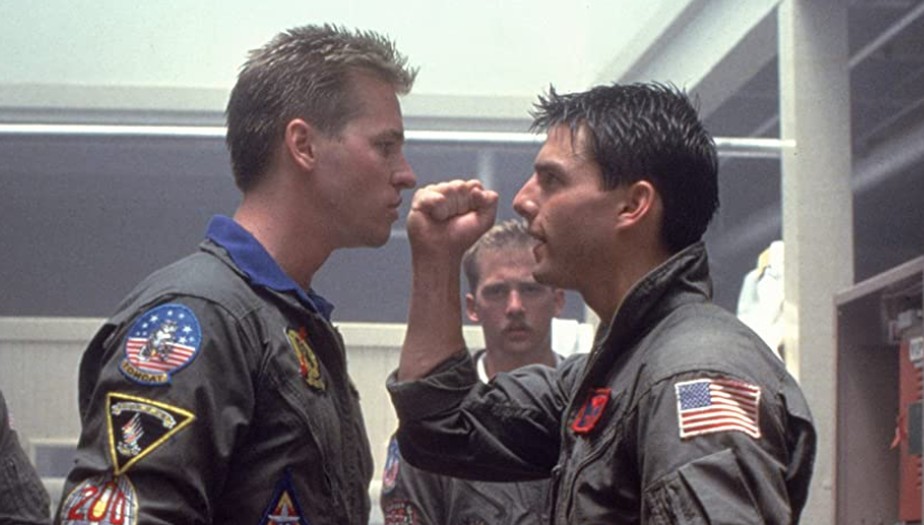 Val Kilmer e Tom Cruise em 'Top Gun: Ases Indomáveis' (1986)